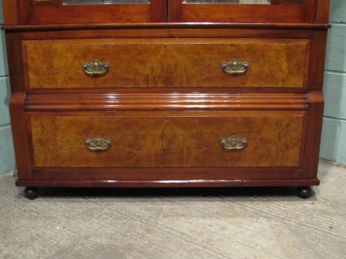 fig 1. ANTIQUE ART NOUVEAU MAHOGANY AND WALNUT DOUBLE WARDROBE ARMOIRE C1890 W6380/21.4