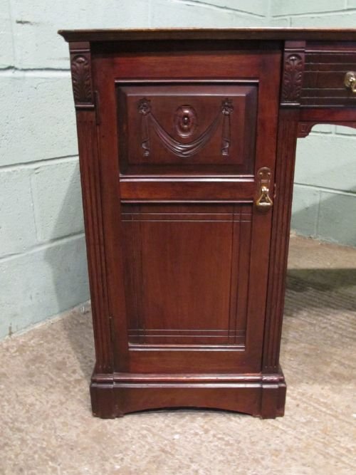 fig 1. ANTIQUE VICTORIAN ART NOUVEAU MAHOGANY TWIN PEDASTAL KNEEHOLE DESK C1890 W6531/1.8