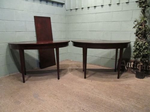 Antique Georgian Mahogany Dining Table / Pair Demi Lune Tables C1780 W6532/1.8
