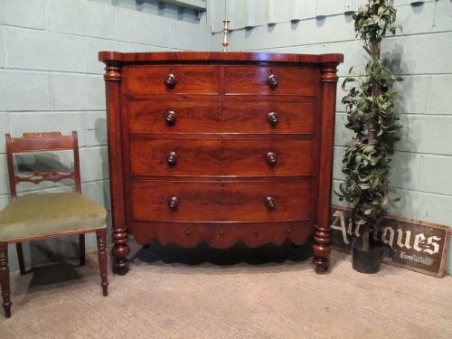 Antique Victorian Mahogany Bow Front Chest of Drawers C1860 W6537/8.8