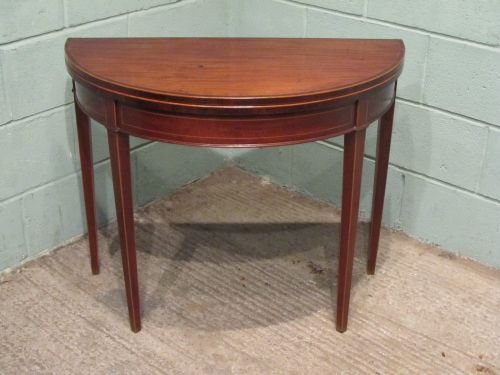 fig 1. ANTIQUE REGENCY MAHOGANY DEMI LUNE FOLD OVER TABLE C1800 W6542/15.8