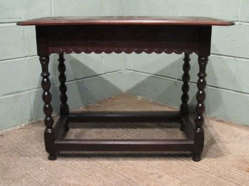 fig 1. ANTIQUE EARLY VICTORIAN CARVED & JOINED OAK SIDE TABLE C1840 W6549/15.8