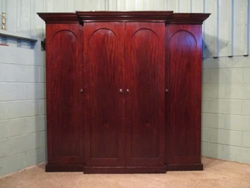 fig 1. ANTIQUE WILLIAM 1V MAHOGANY BREAKFRONT WARDROBE COMPACTUM C1830 W6553/15.8
