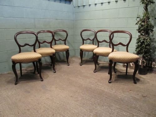 Antique Victorian Set Six Mahogany Baloon Back Dining Chairs C1880 W6557/22.8