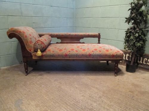 Antique Late Victorian Walnut Chaise Longue Sofa C1890 W6558/22.8