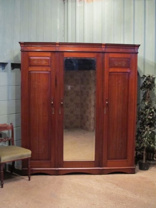 Antique Edwardian Mahogany Triple Wardrobe Compactum C1900 W6560/30.8