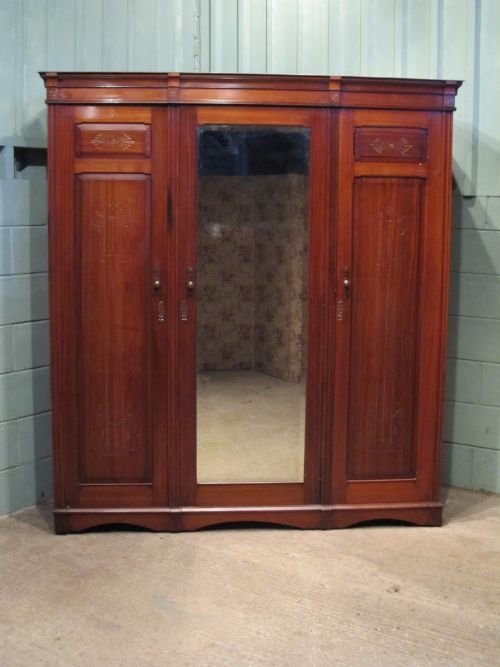 fig 1. ANTIQUE EDWARDIAN MAHOGANY TRIPLE WARDROBE COMPACTUM C1900 W6560/30.8