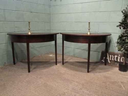 Antique Pair Georgian Oak Demi Lune Side Tables Peg Joined C1780 W6544/30.8