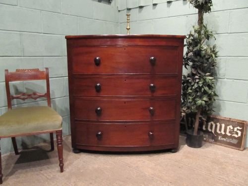 Antique Victorian Mahogany Bow Fronted Chest of Drawers C1880 W6478/30.8