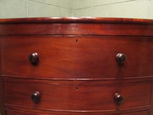 fig 1. ANTIQUE VICTORIAN MAHOGANY BOW FRONTED CHEST OF DRAWERS C1880 W6478/30.8