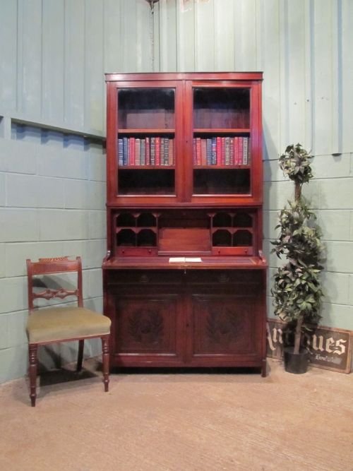 Antique Victorian Art Nouveau Mahogany Bureau Bookcase Secretaire C1890 Wemd6/30.8