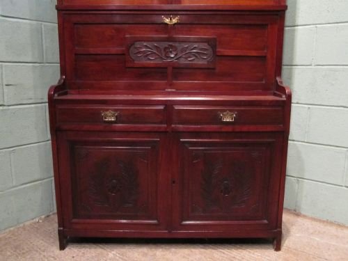 fig 1. ANTIQUE VICTORIAN ART NOUVEAU MAHOGANY BUREAU BOOKCASE SECRETAIRE C1890 WEMD6/30.8