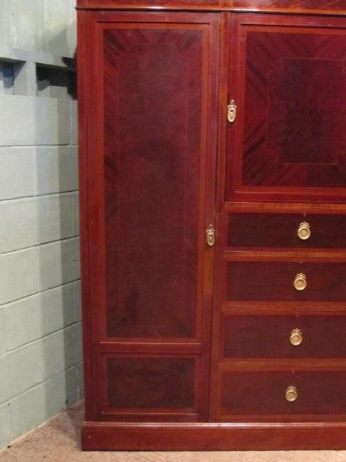 fig 1. ANTIQUE EDWARDIAN MAHOGANY INLAID TRIPLE WARDROBE COMPACTUM OF QUALITY C1900 W6567/5.9