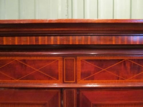 fig 2. ANTIQUE EDWARDIAN MAHOGANY INLAID TRIPLE WARDROBE COMPACTUM OF QUALITY C1900 W6567/5.9