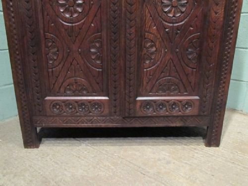 fig 2. ANTIQUE VICTORIAN CARVED OAK DOUBLE WARDROBE CUPBOARD C1850 W6569/19.9
