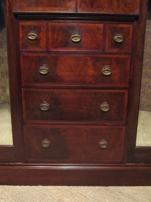 fig 1. ANTIQUE EDWARDIAN MAHOGANY BREAKFRONT TRIPLE WARDROBE COMPACTUM C1900 W6578/19.9