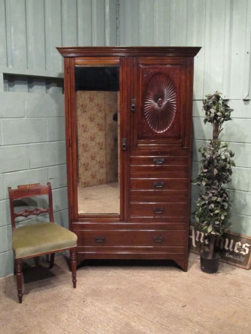 Antique Edwardian Mahogany Single Wardrobe Compactum C1900 W6579/19.9