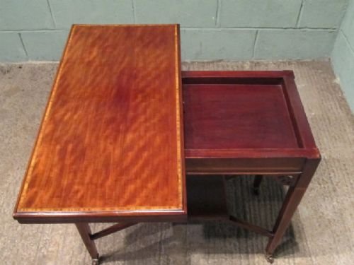 fig 2. ANTIQUE MAHOGANY INLAID FOLD OVER CARD TABLE C1900 W6595/26.9