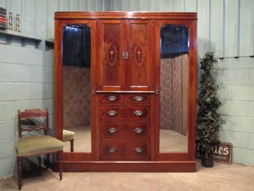 Antique Edwardian Mahogany Inlaid Wardrobe Compactum C1900 W6597/3.10
