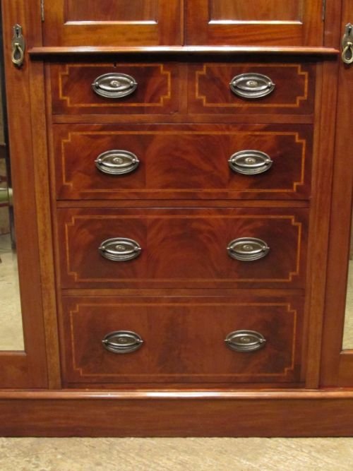 fig 1. ANTIQUE EDWARDIAN MAHOGANY INLAID WARDROBE COMPACTUM C1900 W6597/3.10