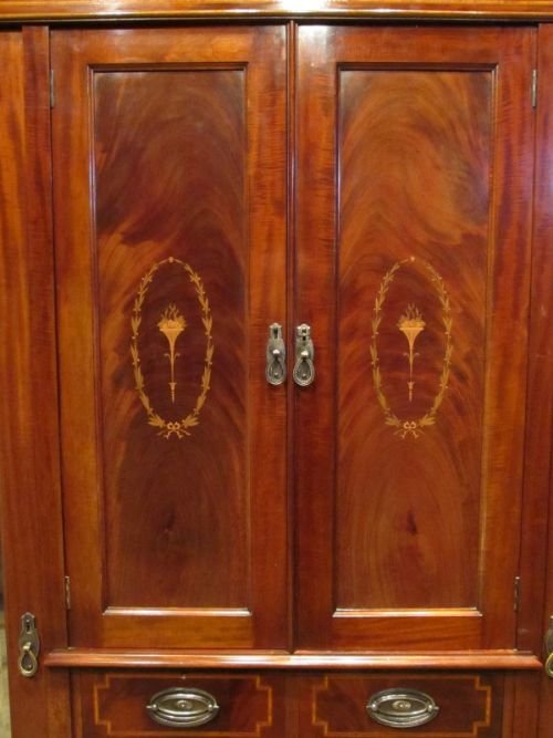 fig 2. ANTIQUE EDWARDIAN MAHOGANY INLAID WARDROBE COMPACTUM C1900 W6597/3.10