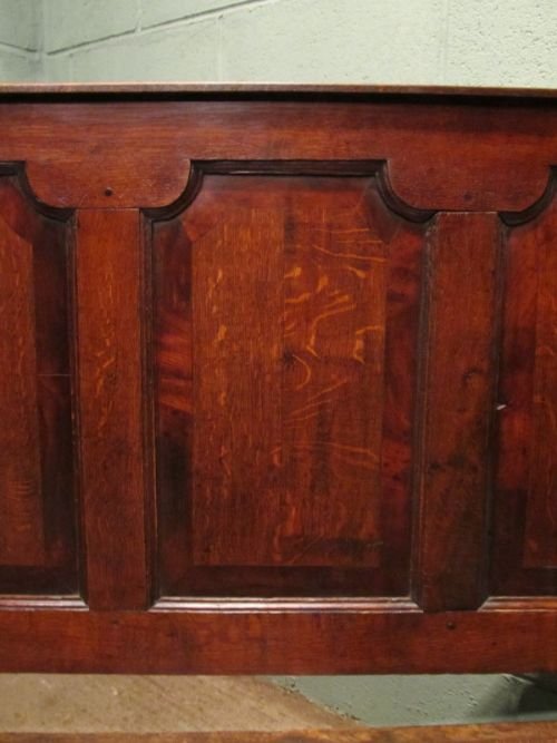 fig 1. ANTIQUE GEORGIAN JOINED OAK & MAHOGANY BANDED HALL SETTLE BENCH C1780/10.10