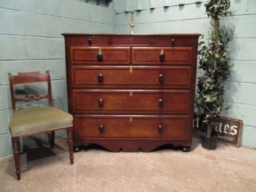 Antique Georgian Regency Oak & Mahogany Chest of Drawers C1800 W6620/17.10