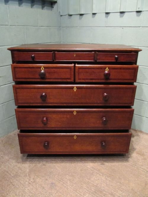 fig 1. ANTIQUE GEORGIAN REGENCY OAK & MAHOGANY CHEST OF DRAWERS C1800 W6620/17.10