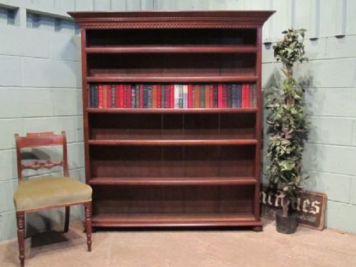 Antique Victorian Large Oak Open Bookcase C1890 W6621.17.10