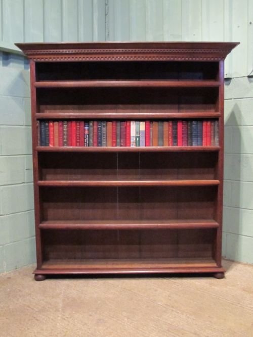 fig 1. ANTIQUE VICTORIAN LARGE OAK OPEN BOOKCASE C1890 W6621.17.10