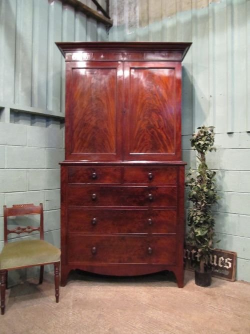 Antique Regency Mahogany Linen Press C1800 W6623/17.10