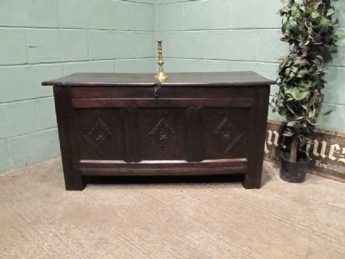 Antique James 11 Carved Oak Coffer Chest C1680 W6631/17.10
