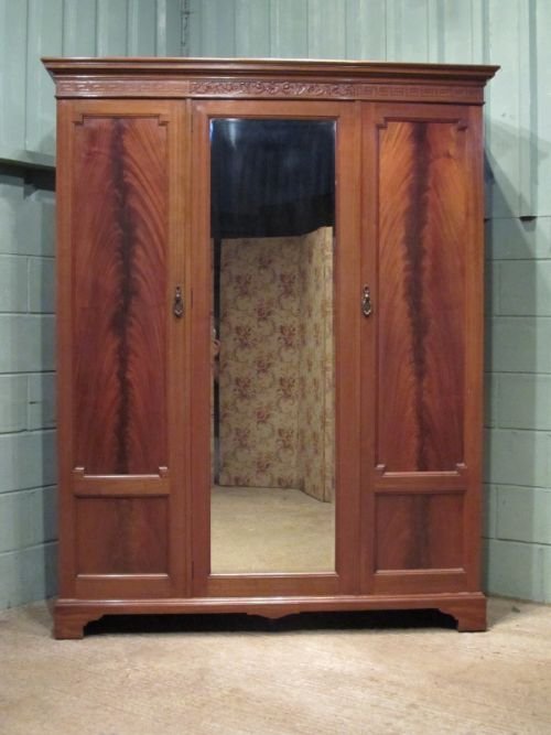 fig 1. ANTIQUE EDWARDIAN MAHOGANY TRIPLE WARDROBE C1900 W6633/1.11
