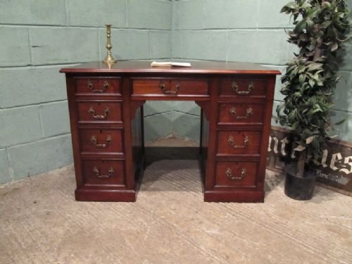 Antique Victorian Mahogany Small Twin Pedastal Kneehole Desk C1890 W6635/1.11