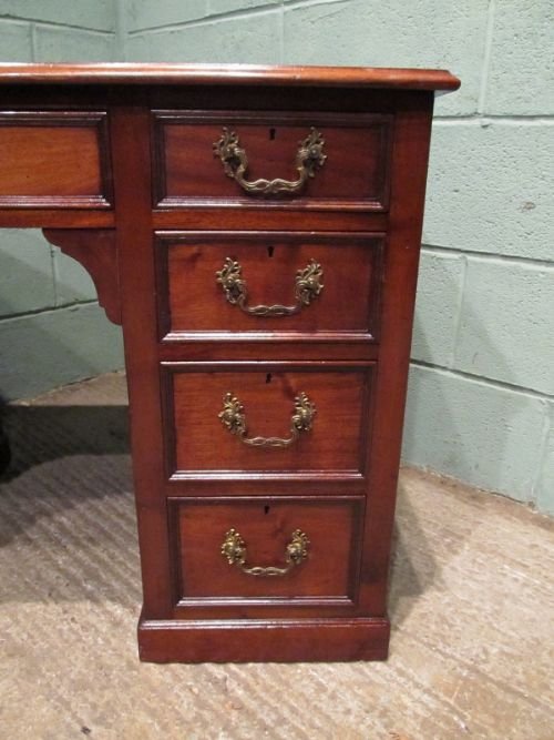 fig 1. ANTIQUE VICTORIAN MAHOGANY SMALL TWIN PEDASTAL KNEEHOLE DESK C1890 W6635/1.11