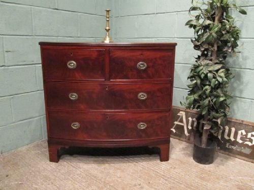 Antique Regency Small Mahogany Bow Front Chest of Drawers C1800 W6638/1.11