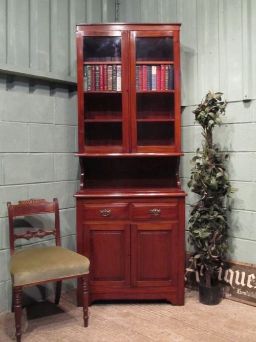 Antique Edwardian Mahogany Tall Narrow Bookcase C1900 W6643/7.11