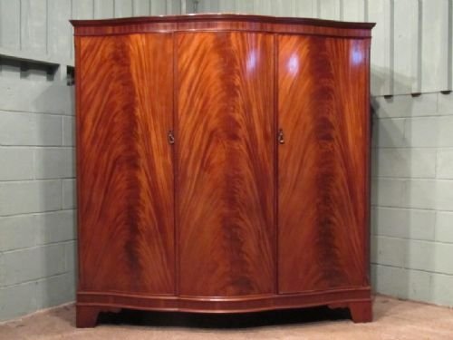 fig 1. ANTIQUE LARGE EDWARDIAN MAHOGANY SERPENTINE TRIPLE WARDROBE C1900 W6646/7.11