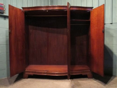 fig 2. ANTIQUE LARGE EDWARDIAN MAHOGANY SERPENTINE TRIPLE WARDROBE C1900 W6646/7.11