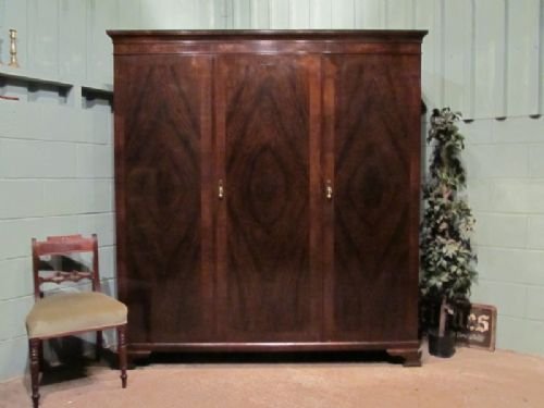 Antique Edwardian Walnut Triple Wardrobe C1900 W6652/14.11