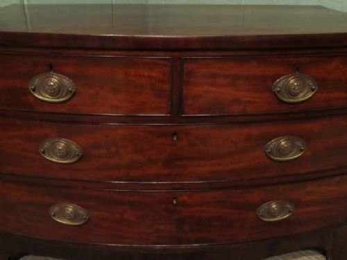 fig 1. ANTIQUE REGENCY MAHOGANY BOW FRONT CHEST OF DRAWERS C1800 W6657/14.11