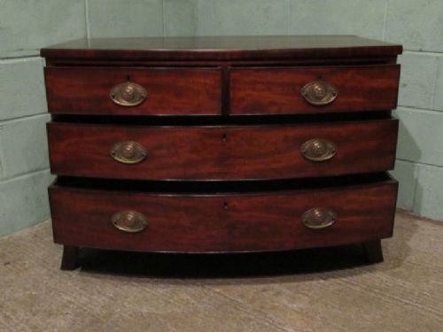 fig 2. ANTIQUE REGENCY MAHOGANY BOW FRONT CHEST OF DRAWERS C1800 W6657/14.11
