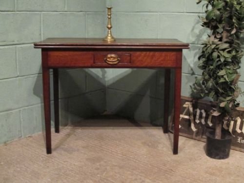 Antique Georgian Oak & Mahogany Banded Fold Over Tea Table C1780 W6221/1.2