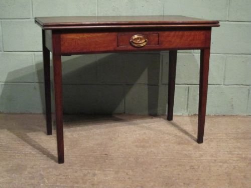fig 1. ANTIQUE GEORGIAN OAK & MAHOGANY BANDED FOLD OVER TEA TABLE C1780 W6221/1.2