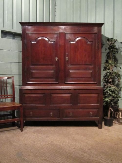Antique Early Georgian Country Oak Press Wardrobe C1749 W6669/28.11