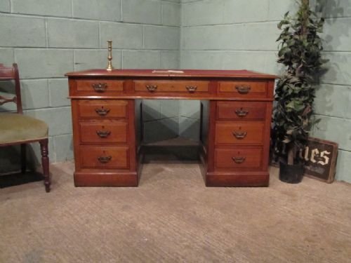 Antique Victorian Oak Twin Pedastal Kneehole Desk C1880 W6673/28.11
