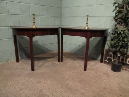 Antique Pair Regency Mahogany Demi Lune Side Tables C1800 6674/28.11