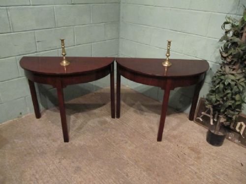 fig 1. ANTIQUE PAIR REGENCY MAHOGANY DEMI LUNE SIDE TABLES C1800 6674/28.11