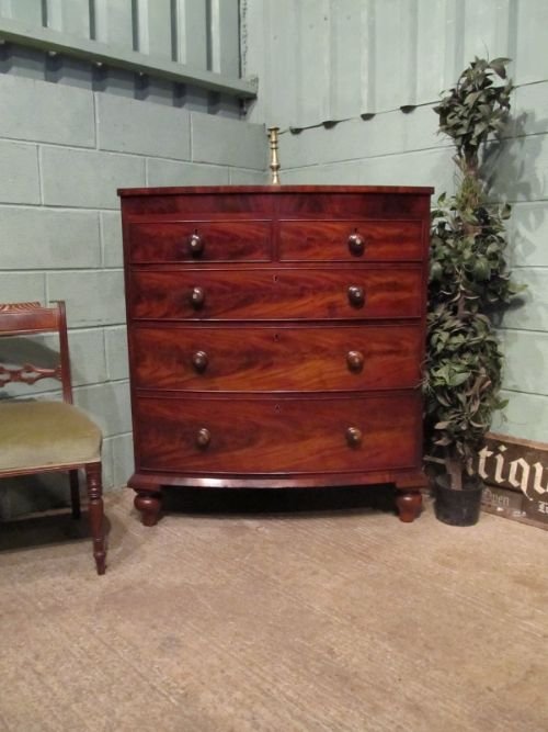 Antique Victorian Mahogany Bow Front Chest of Drawers C1860 W6675/28.11