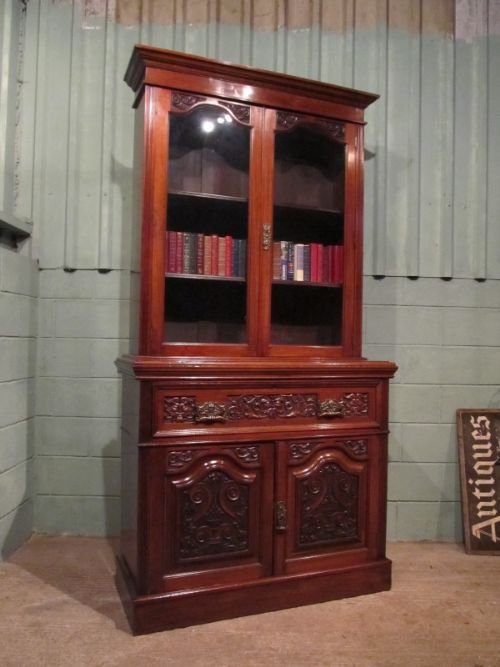fig 2. ANTIQUE VICTORIAN ART NOUVEAU MAHOGANY SECRETAIRE BOOKCASE C1890 W6676/28.11